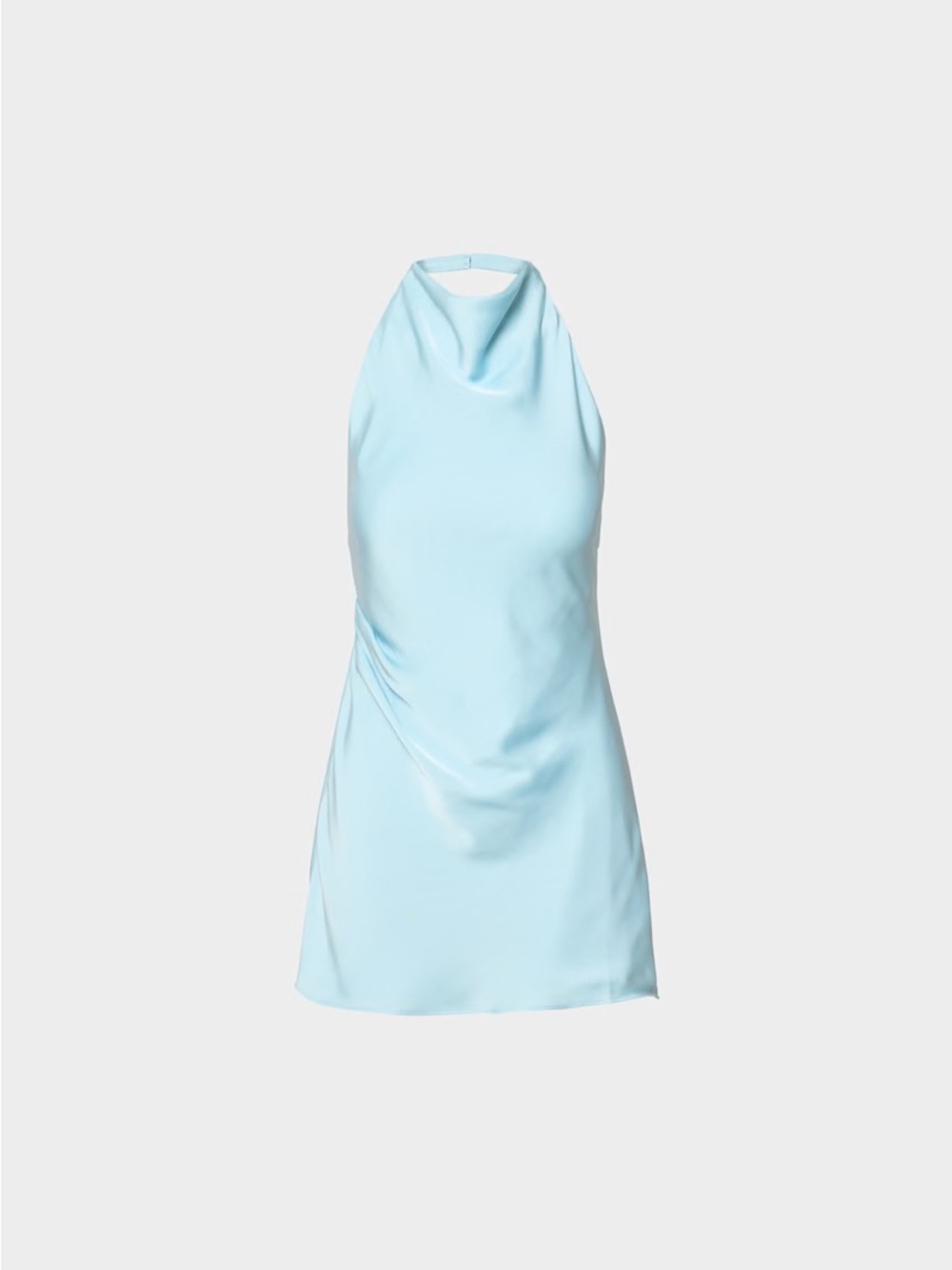 Aritzia mini satin halter dress villa blue